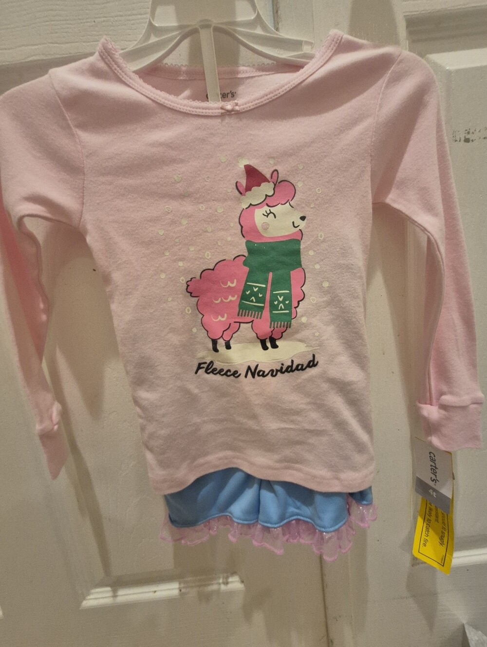 Carter's Fleece Navidad Llama pajama set with the text "Fleece Navidad Brand New